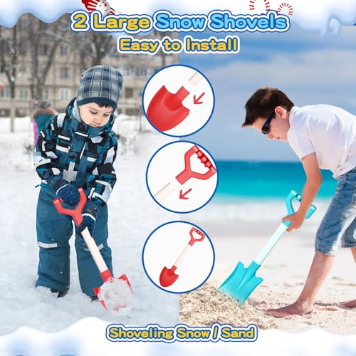 32 Pcs Snowball Maker Snow Molds with Snow Sleds Shovels Snowman Kit I58133