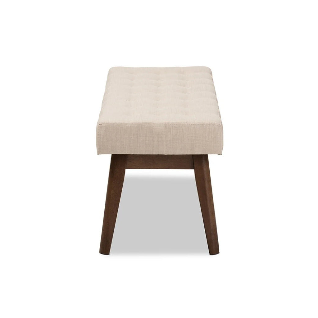Walnut Wood Light Beige Fabric Bench E872626