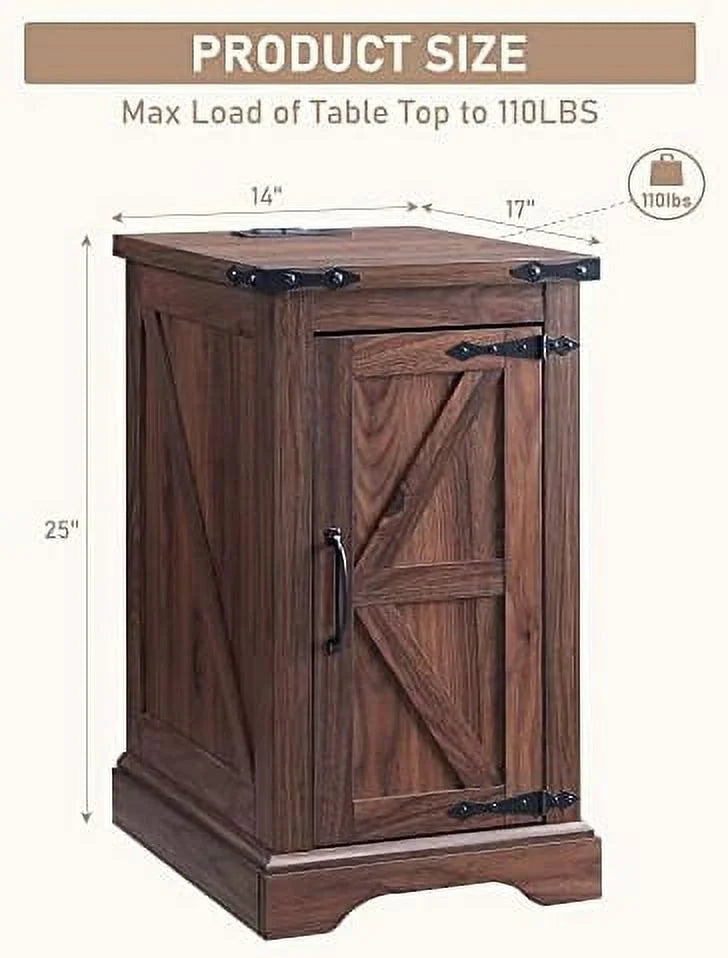 Brown Wood Nightstand with Charging Station O830594