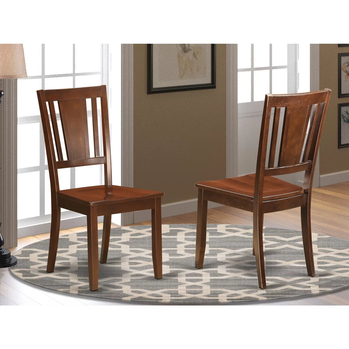 10" Mahogany Wood Dining Chairs Set of 2 X5345