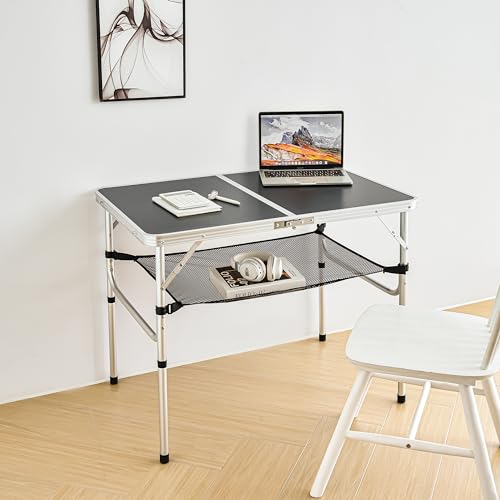 Folding Camp Table Adjustable Height Aluminum J82237