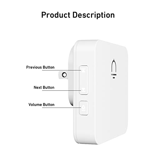Wireless Doorbell with 2 Receiver, 1000ft Range, Waterproof, White G93086