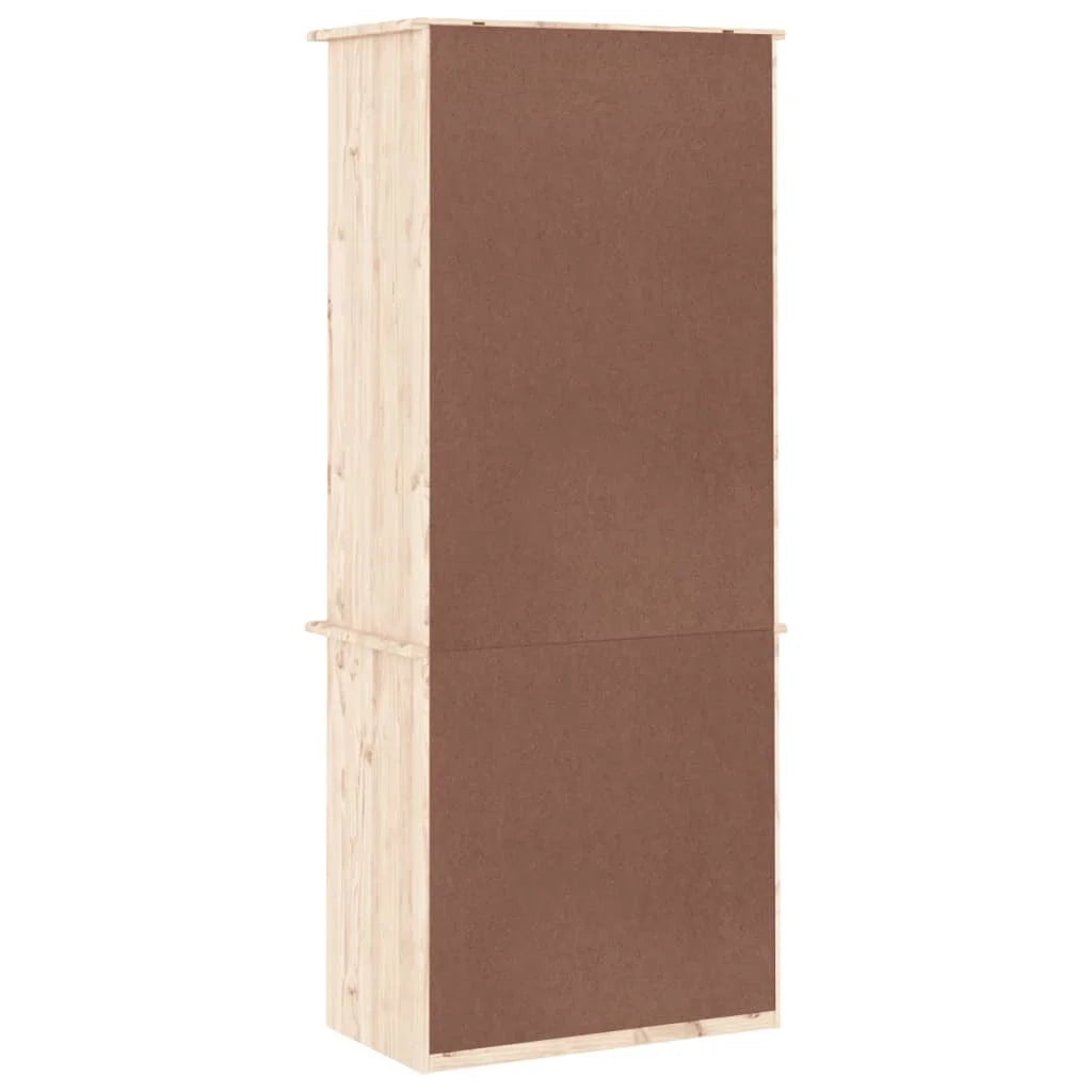 Solid Wood Pine Bookcase with Drawers M462873
