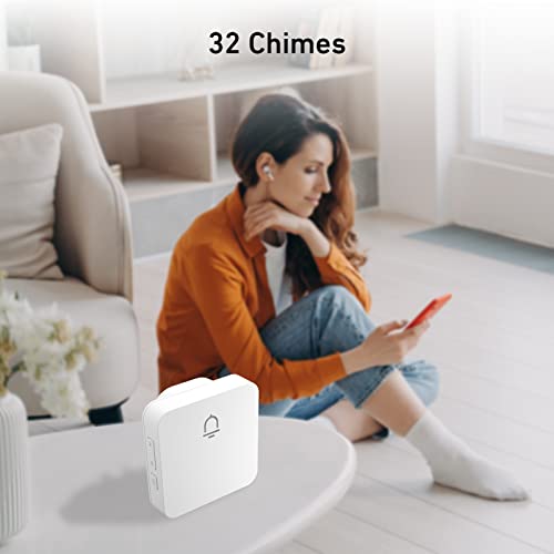 Wireless Doorbell with 2 Receiver, 1000ft Range, Waterproof, White G93086