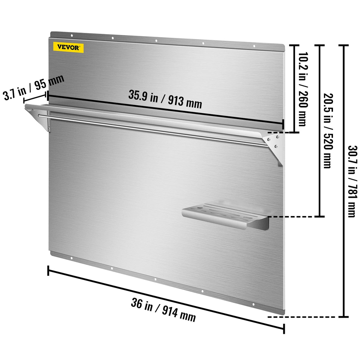 Stainless Steel Range Backsplash with Shelf P248