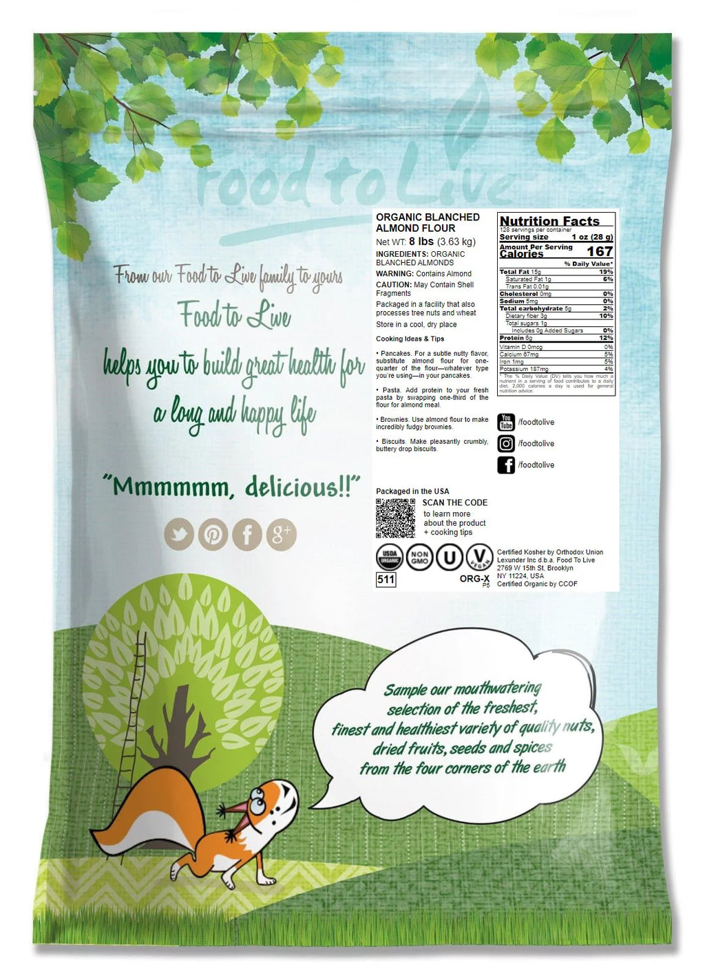 Organic Blanched Almond Flour 8 Pounds F87227