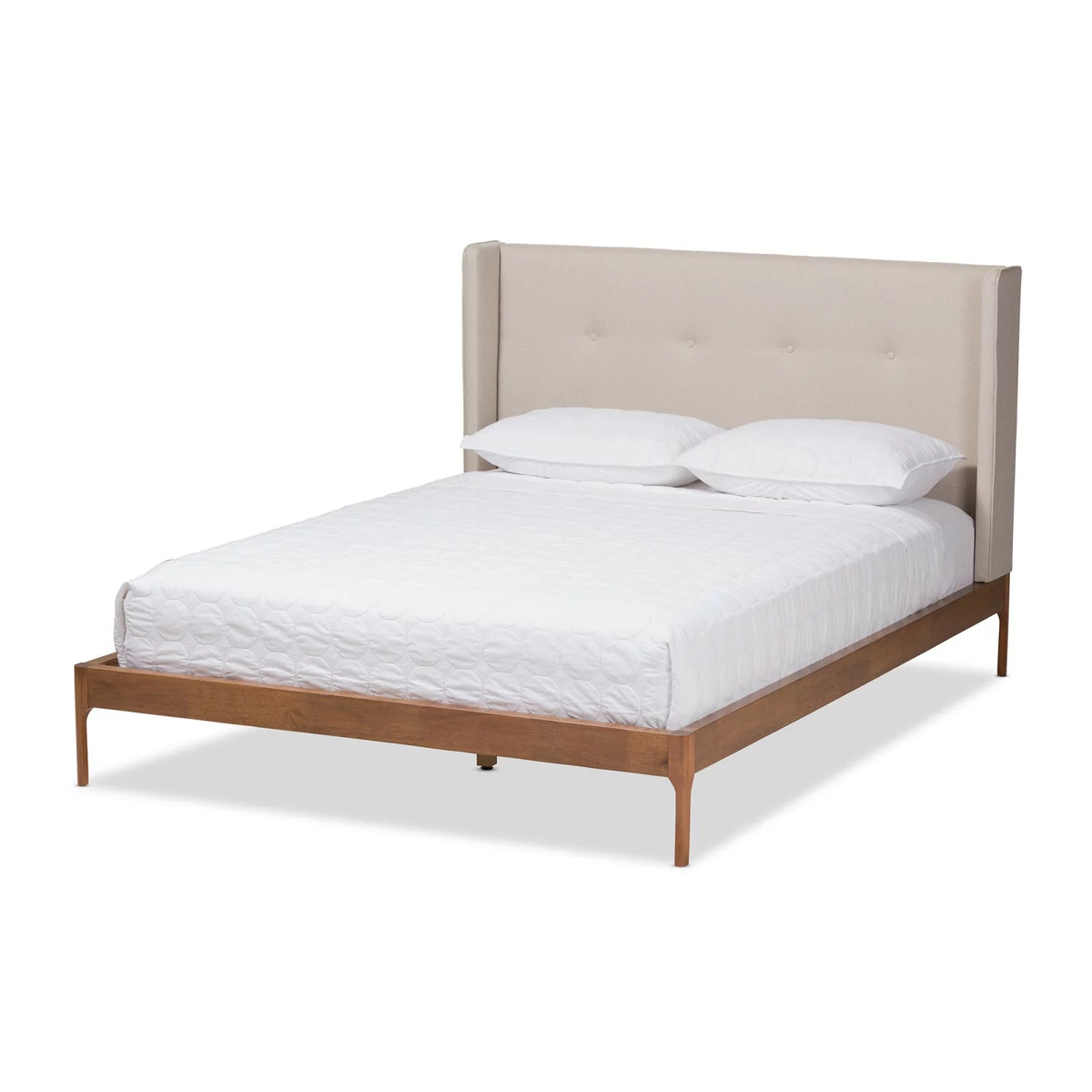 Walnut Wood Platform Bed P41978
