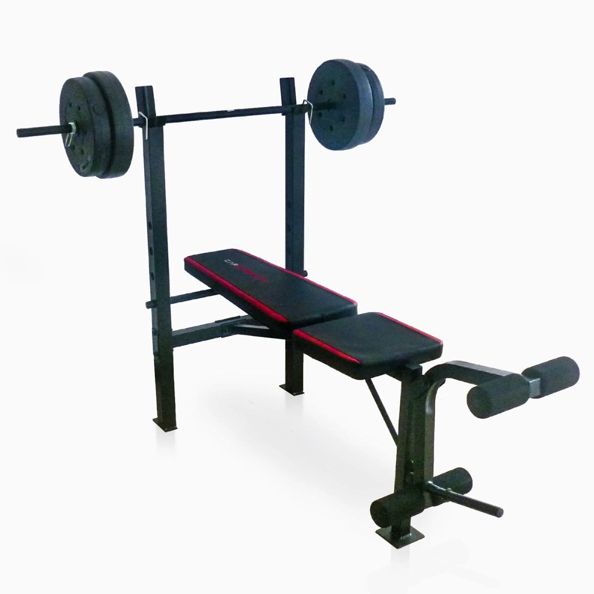 Adjustable Weight Bench with Rack and 90 lb Vinyl Weight Set R8628