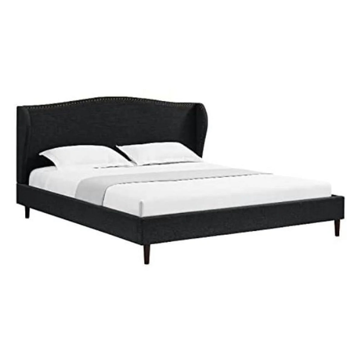 Charcoal King Size Linen Platform Bed L7932