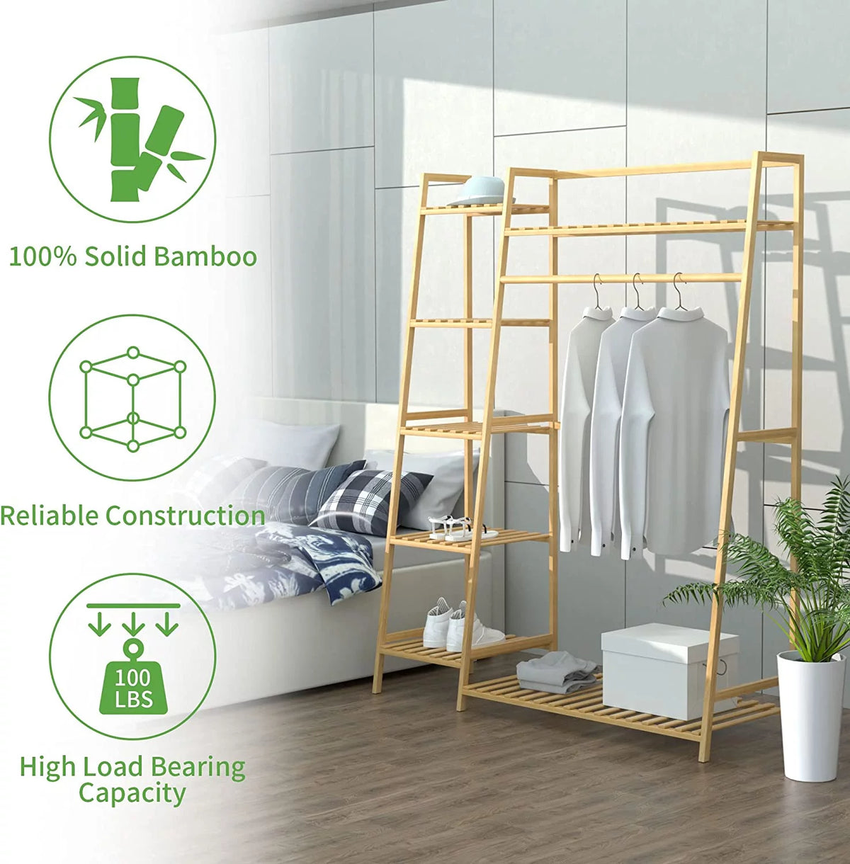 43.5" Rolling Garment Rack with Shoe Rack U10252