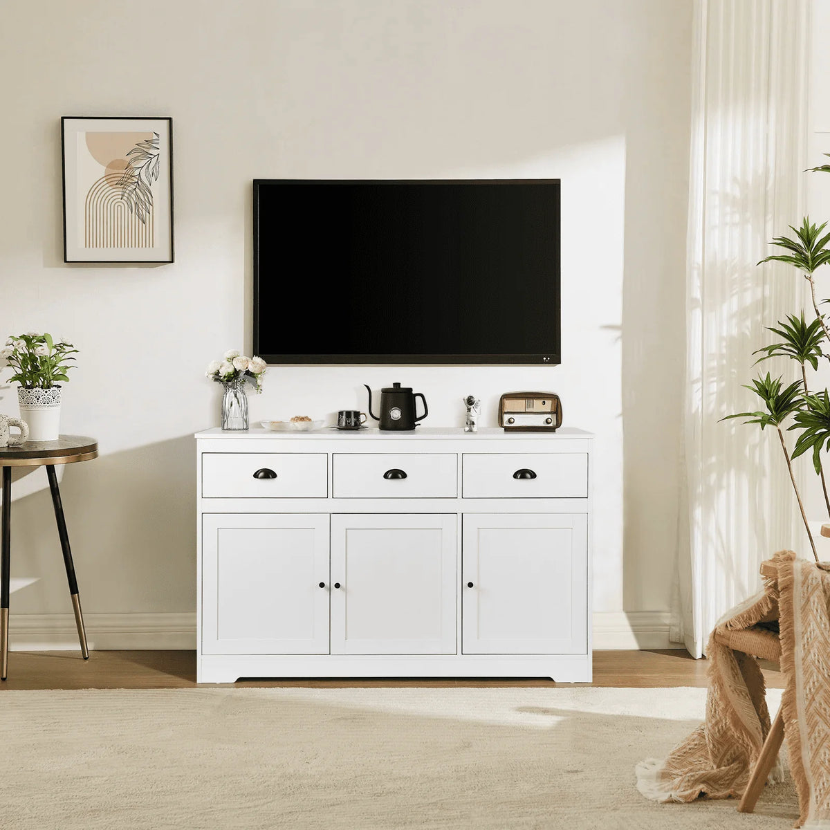 White Sideboard and Buffet with Drawers W746