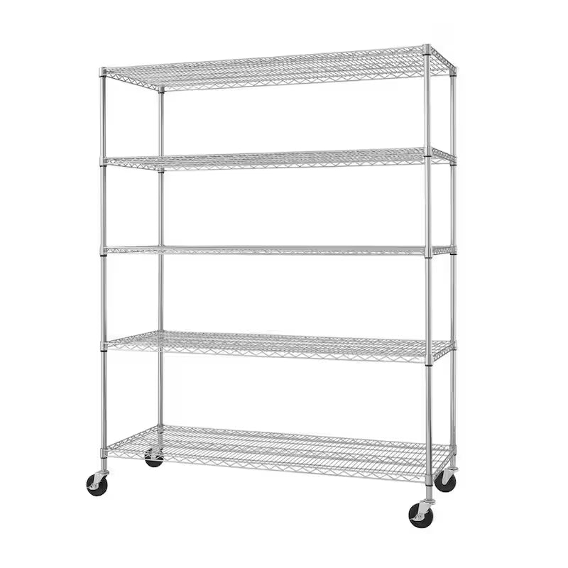 Chrome 5-Tier Steel Wire Shelving Unit D916