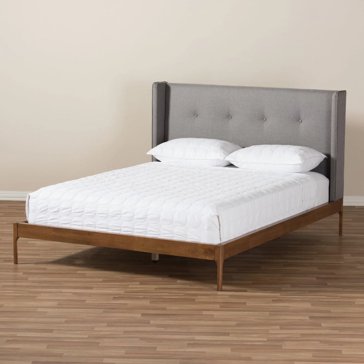 Walnut Wood Platform Bed P41978