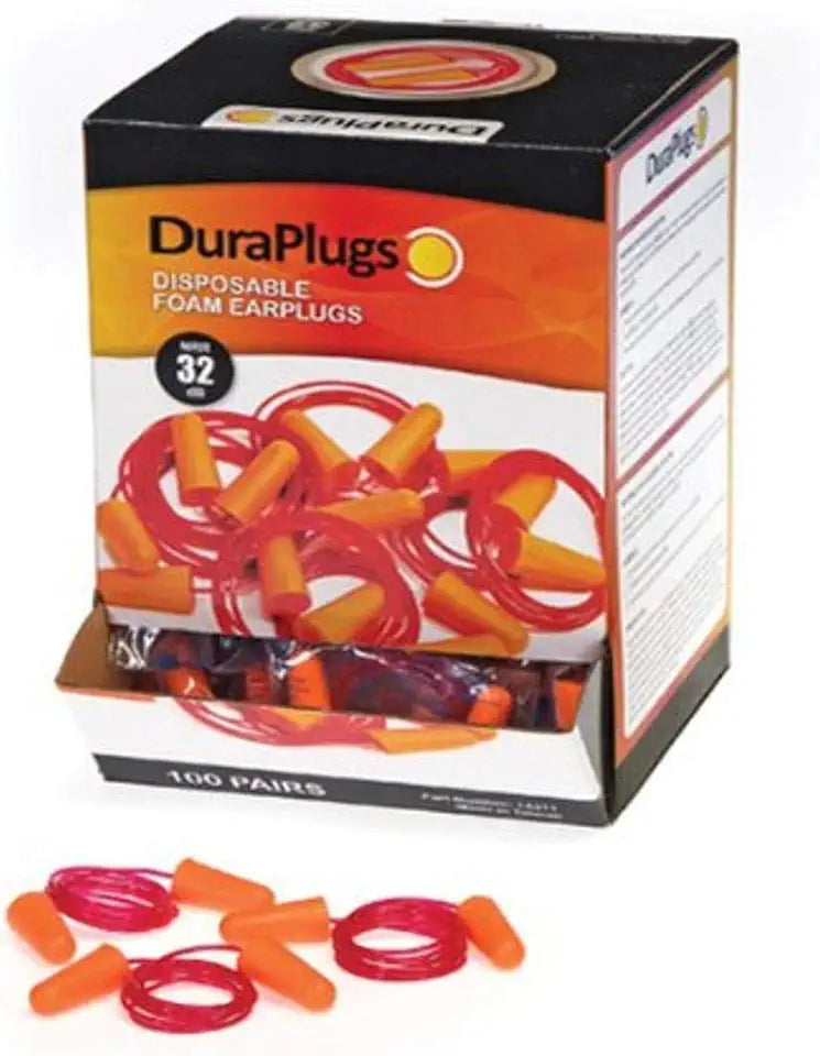 Orange Corded Disposable Foam Earplug 32 dB NRR Case of 100 Pairs F2559