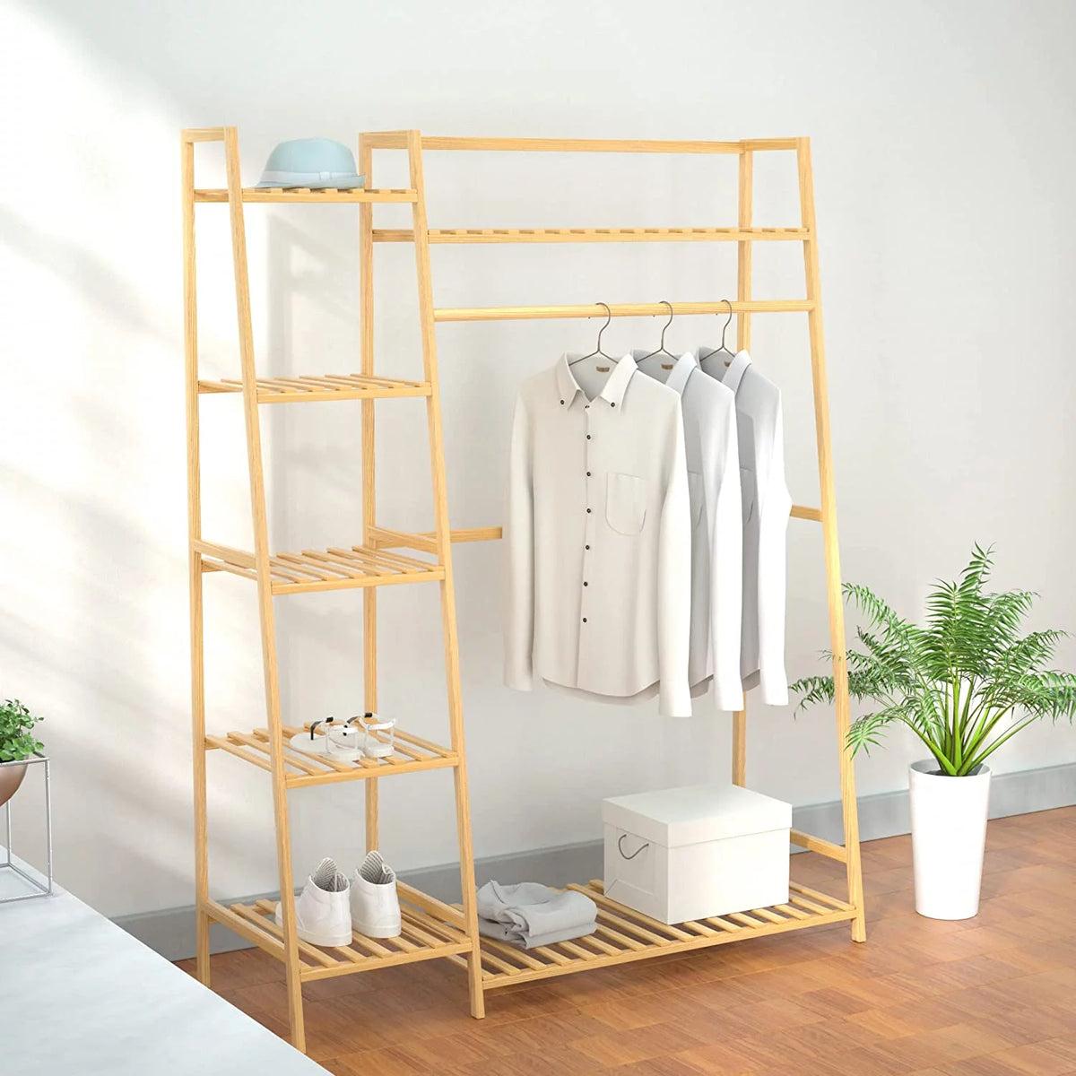 43.5" Rolling Garment Rack with Shoe Rack U10252