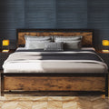 King Platform Bed Frame with Headboard and Under Bed Storage T263