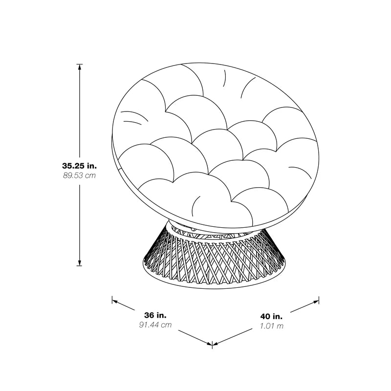 White Wicker Papasan Chair with Cushion J337045