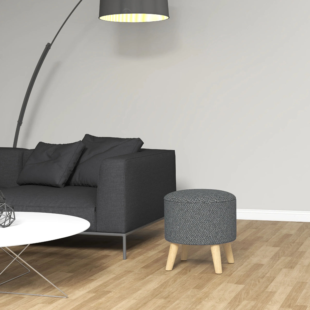 Gray Round Storage Ottoman U934296