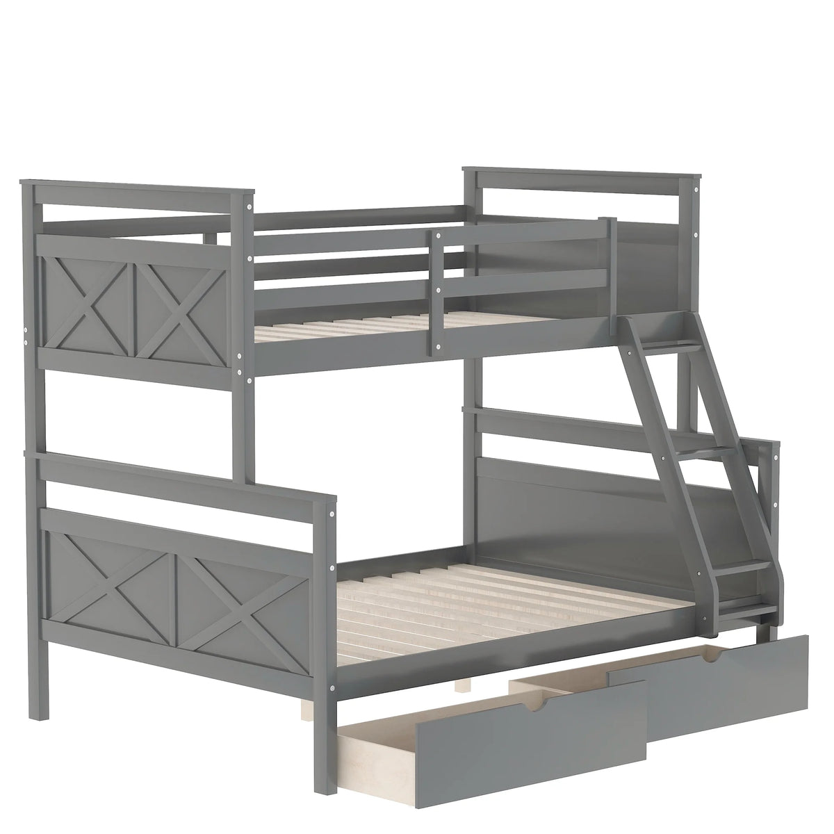 Gray Wood Convertible Bunk Bed with Drawers W735