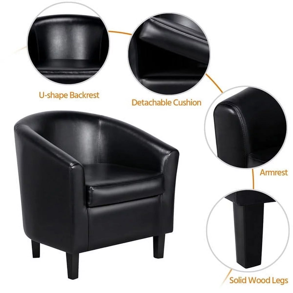 Black Faux Leather Accent Arm Chair T312837