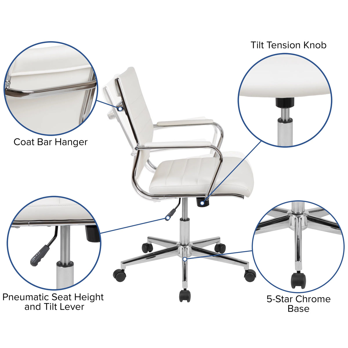 White Adjustable Computer Desk, Office Chair and Locking Mobile Filing Cabinet W326
