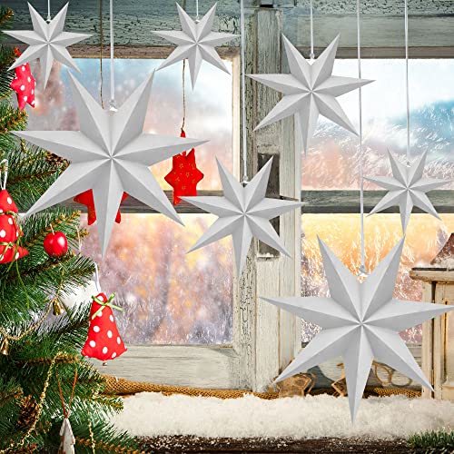 12 Pack 3D White Paper Star Lanterns C566887