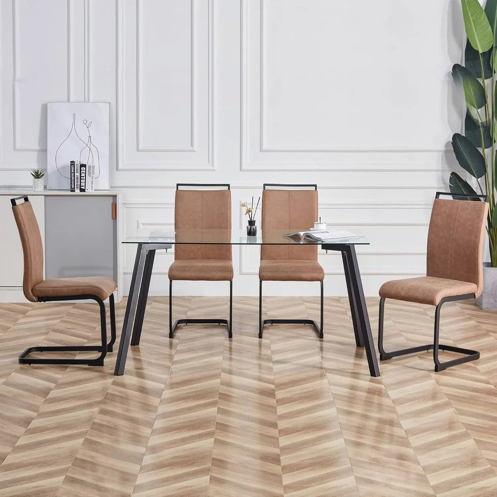 Soft Fabric Dining Chairs Set of 6 with Padded Seat B725237