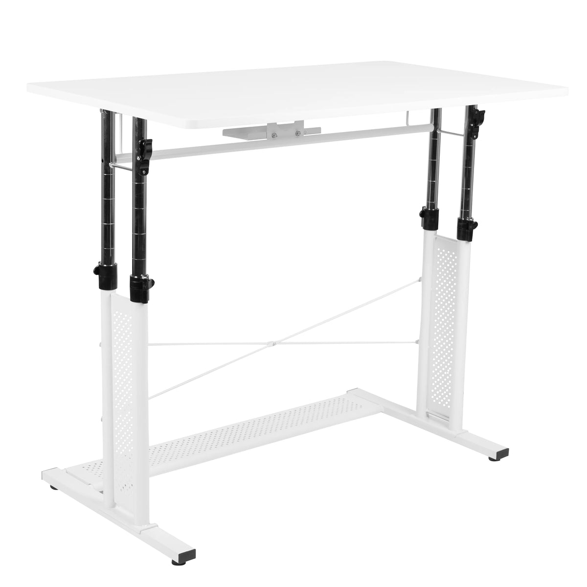 White Adjustable Computer Desk, Office Chair and Locking Mobile Filing Cabinet W326