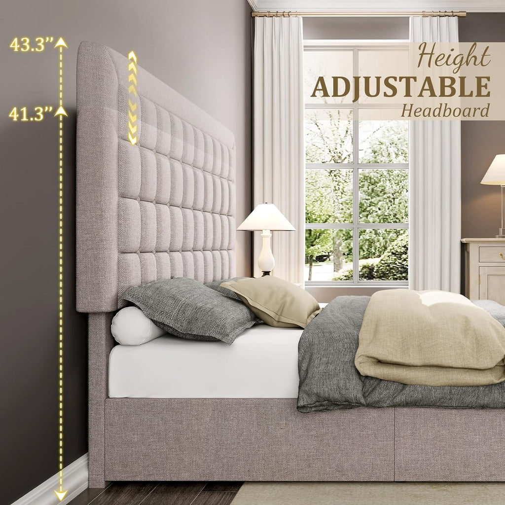 King Size Lift Up Storage Upholstered Platform Bed Frame C699