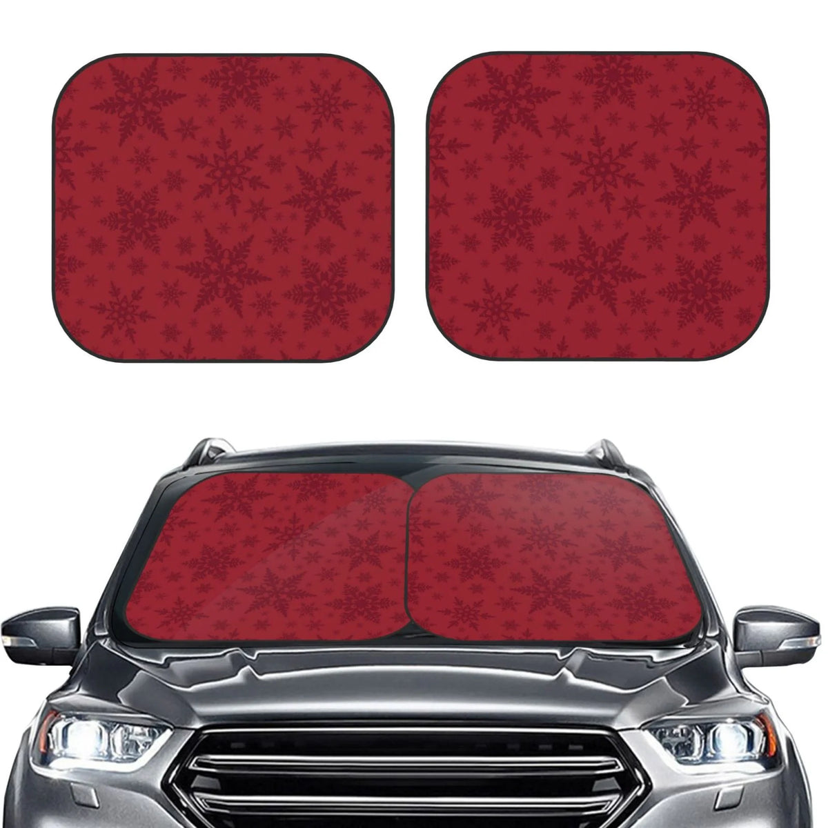 Christmas Red Snowflakes 2 Pack Foldable Car Windshield Sun Shade O713