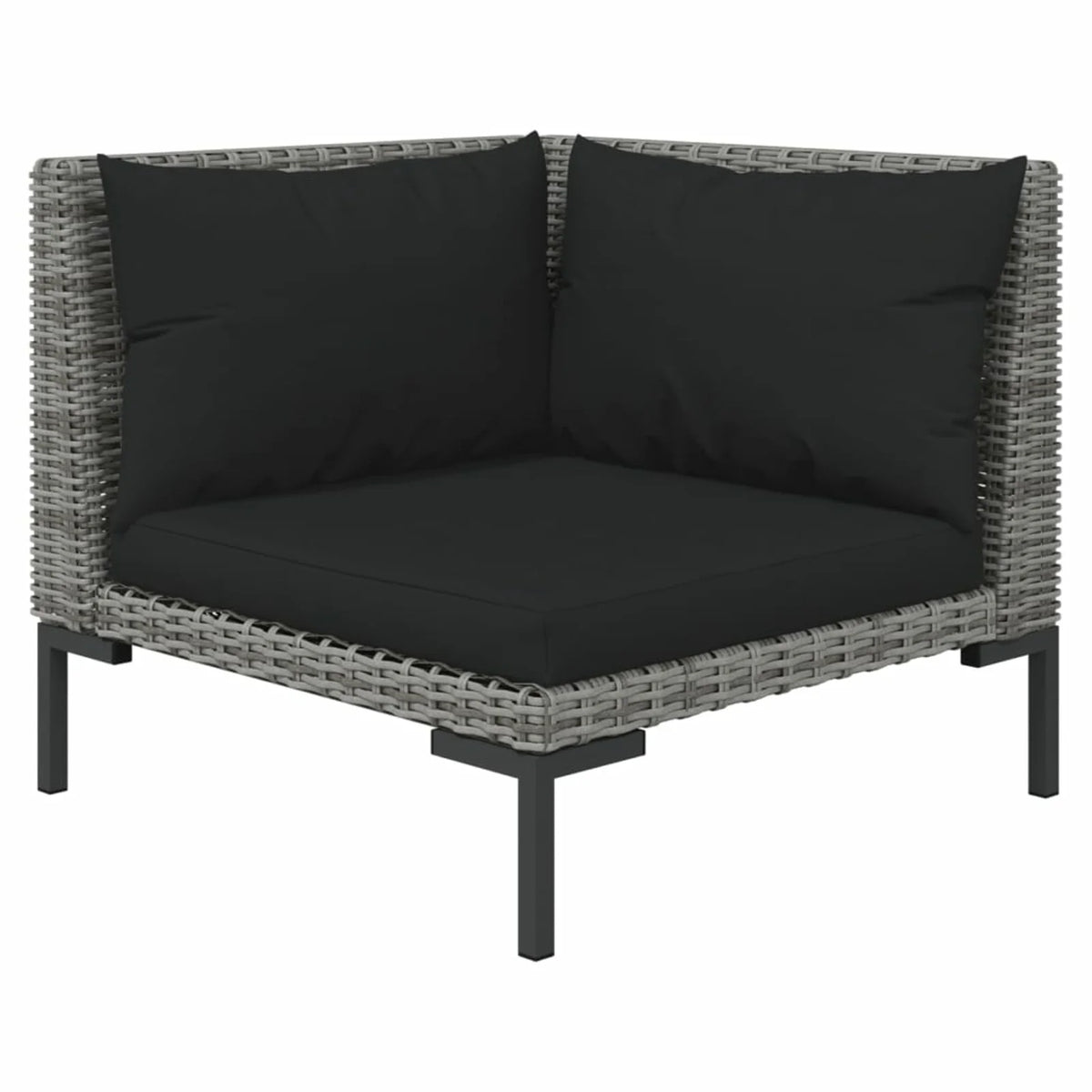 3 Piece Dark Gray Half Round Poly Rattan Patio Sofa Set D731597