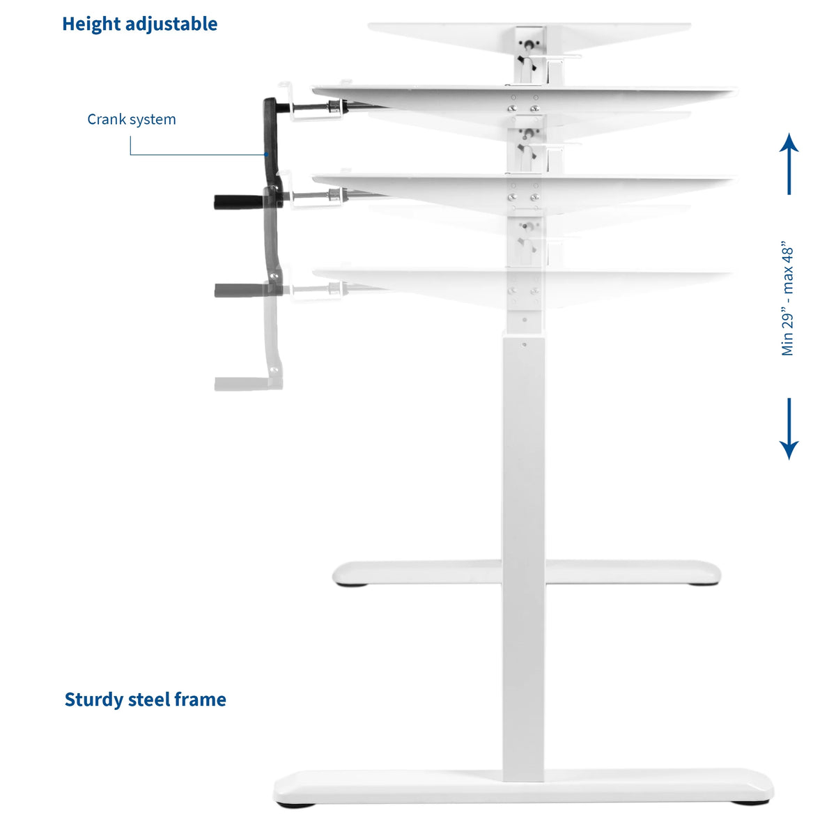 White Manual Height Adjustable Stand Up Desk Frame J69903