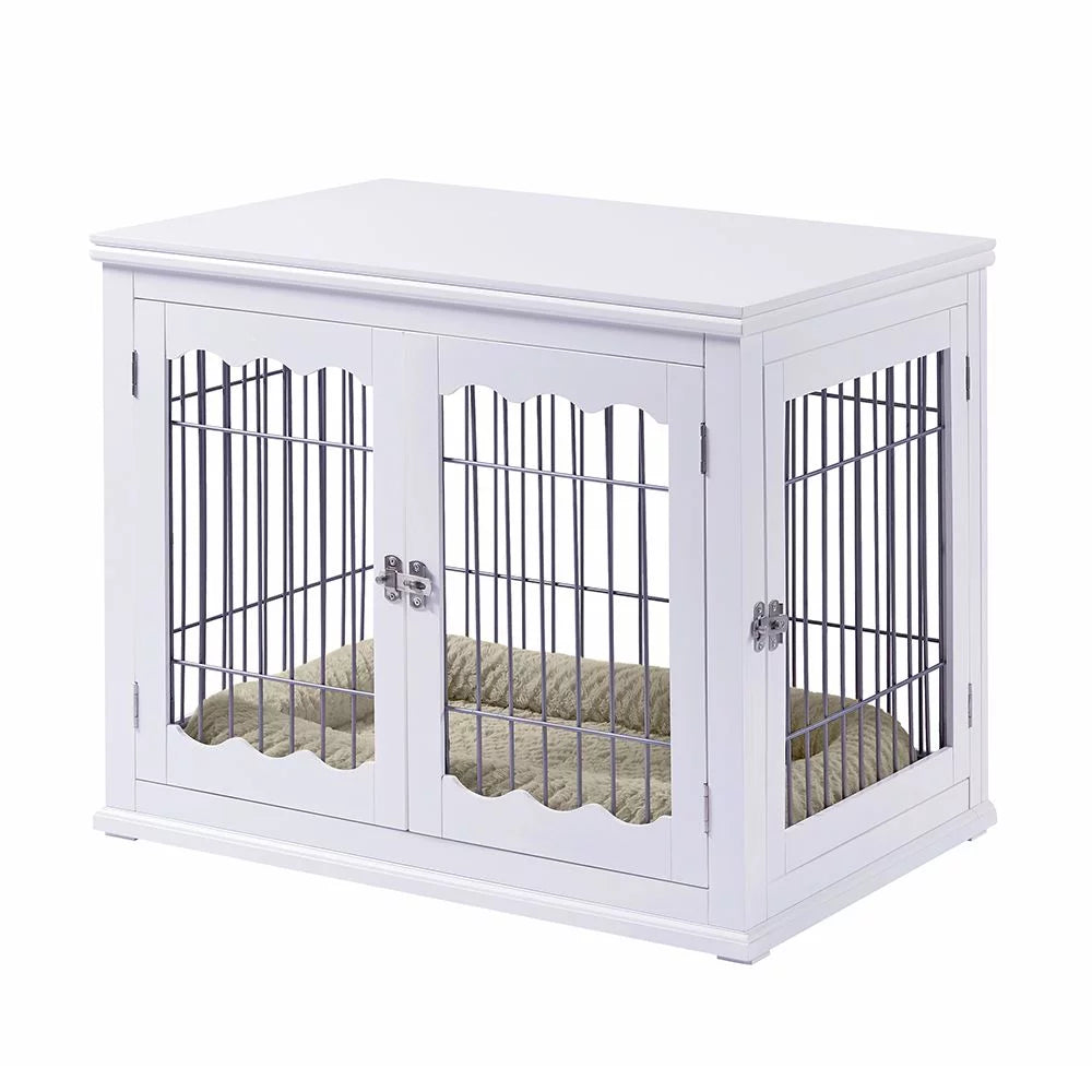 White Dog Crate with Pet Cushion I697
