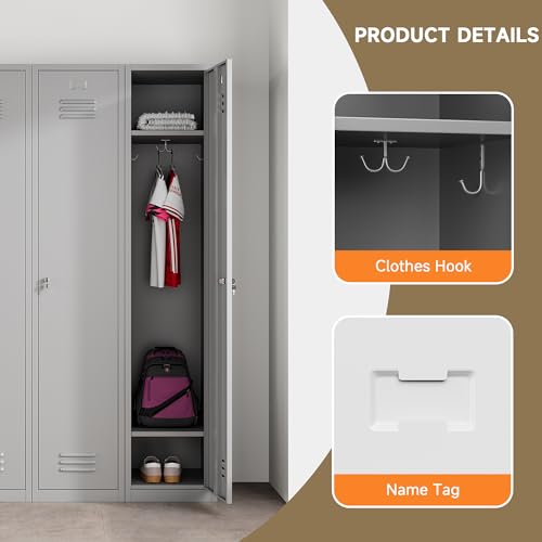 71" Tall Grey Steel Lockable Metal Locker J7585