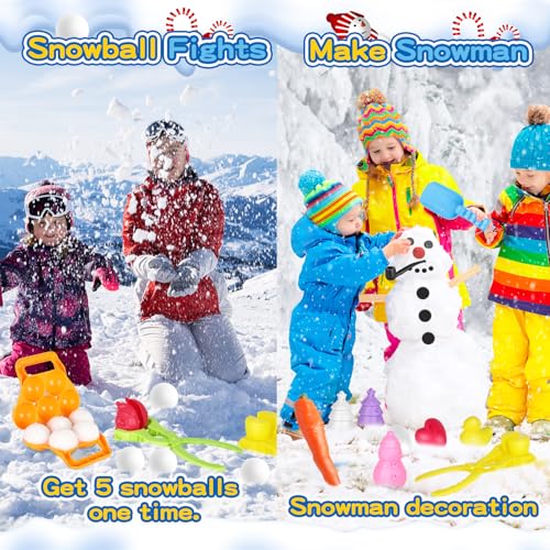 32 Pcs Snowball Maker Snow Molds with Snow Sleds Shovels Snowman Kit I58133