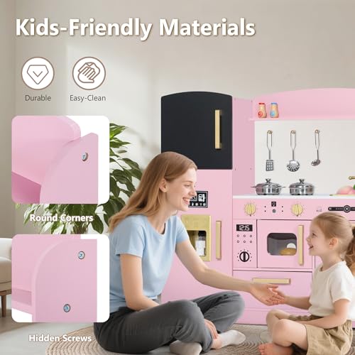 Wooden Kids Play Kitchen Set with Blackboard X388907