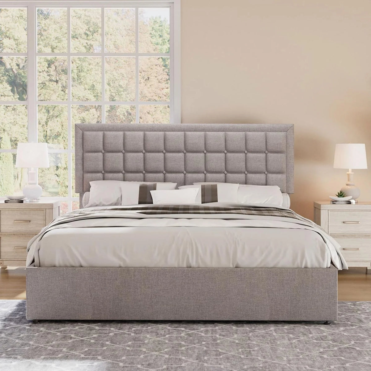 King Size Lift Up Storage Upholstered Platform Bed Frame C699