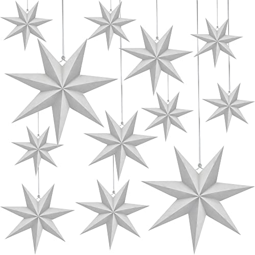 12 Pack 3D White Paper Star Lanterns C566887