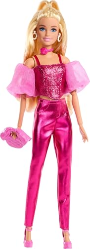 Metallic Blue Top and Skirt Doll with Wavy Brown Hair and Accessories M754210