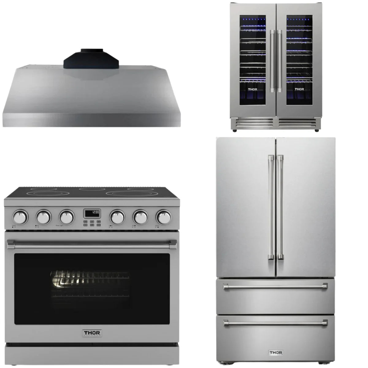 36 Electric Range, Range Hood, Refrigerator and Wine Cooler Q24896