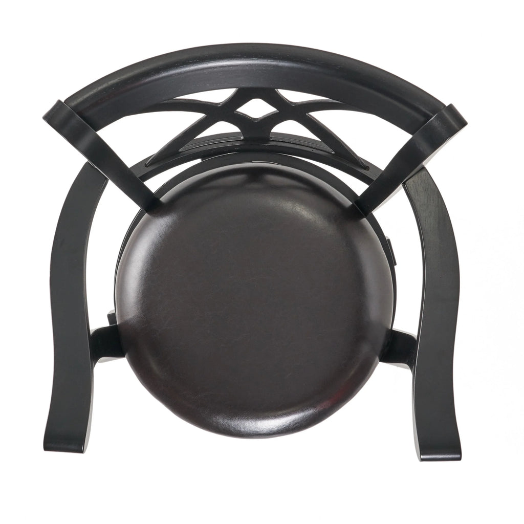 Black Bonded Leather Swivel Barstool D9464