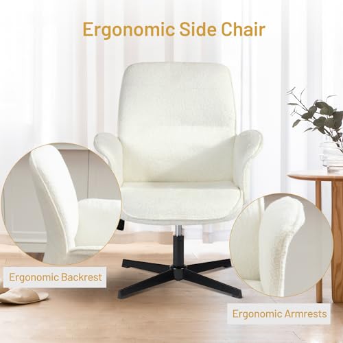 Beige Linen Fabric Upholstered Ergonomic Swivel Desk Chair Q1137