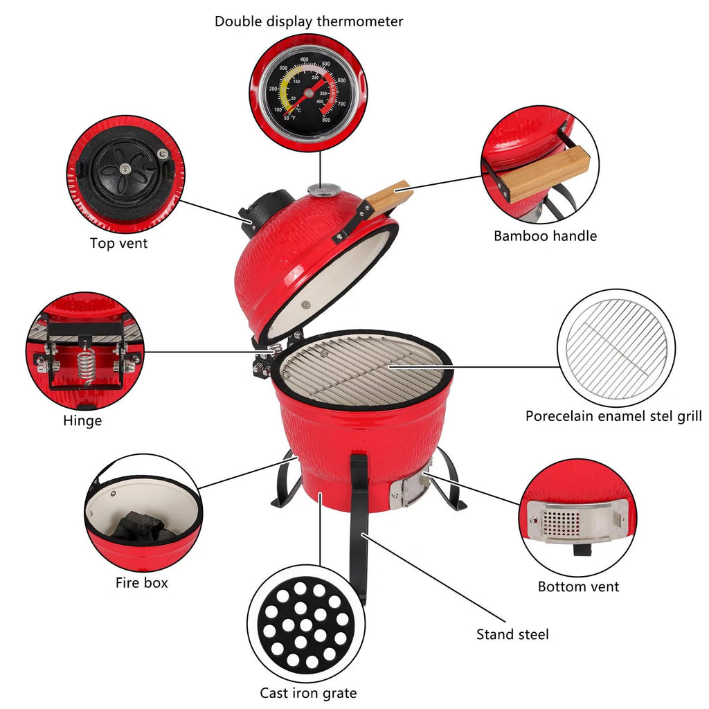 Charcoal Kamado Grill Ceramic Outdoor BBQ Grill X78011