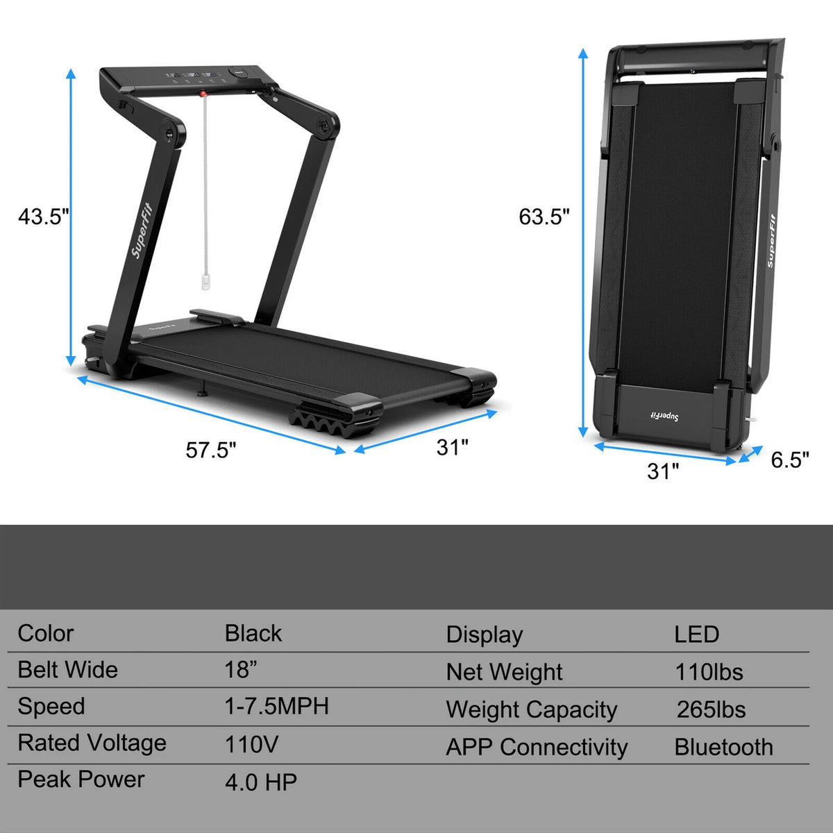 4 Hp Electric Folding Treadmill W966166