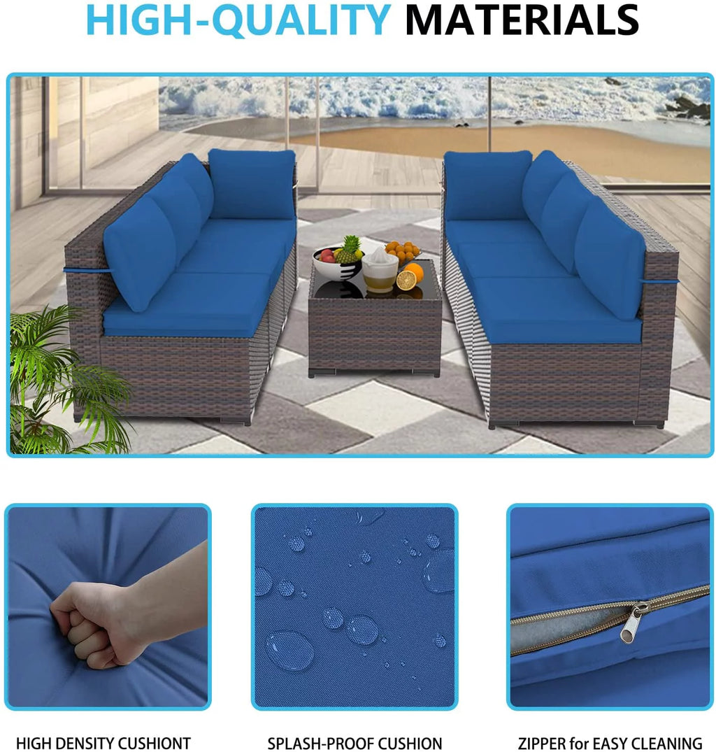 8 Pieces Outdoor Patio Furniture with Fire Pit Table K40852