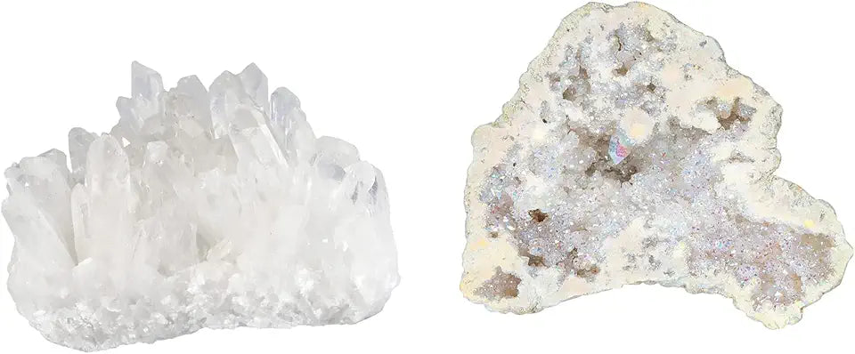 Natural Clear Quartz Crystal Cluster & Angel Aura Quartz Geode Specimen R73752