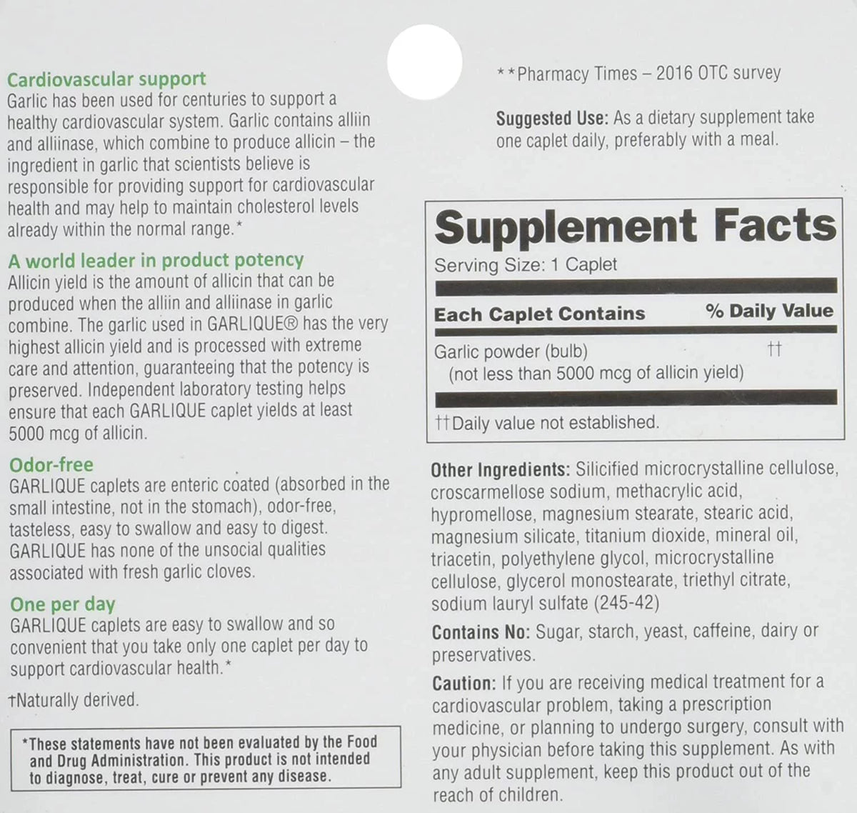 Dietary Supplement, 60 Caplets L19720