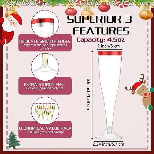 100 Pcs 4.5oz Clear Plastic Champagne Flutes N350628