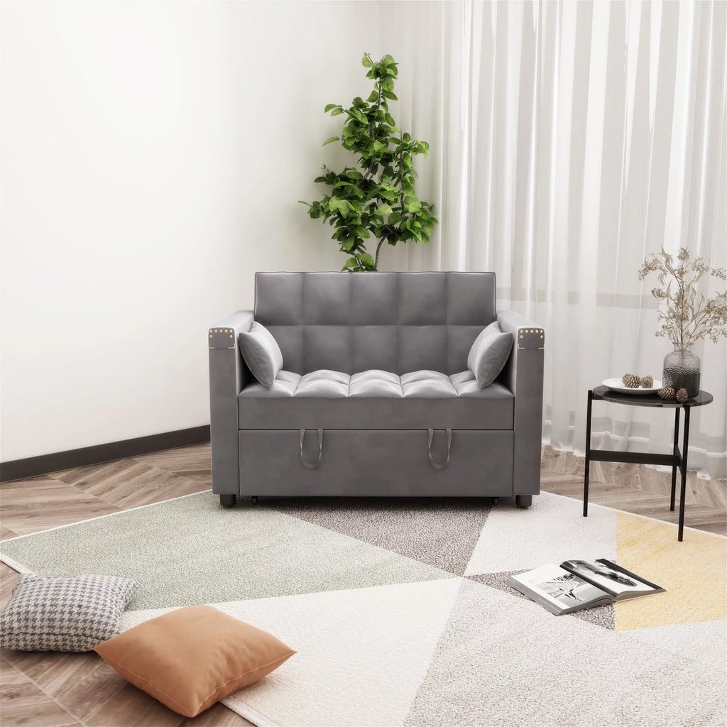Velvet Convertible Sleeper Sofa Bed with Pull Out Bed Q9678