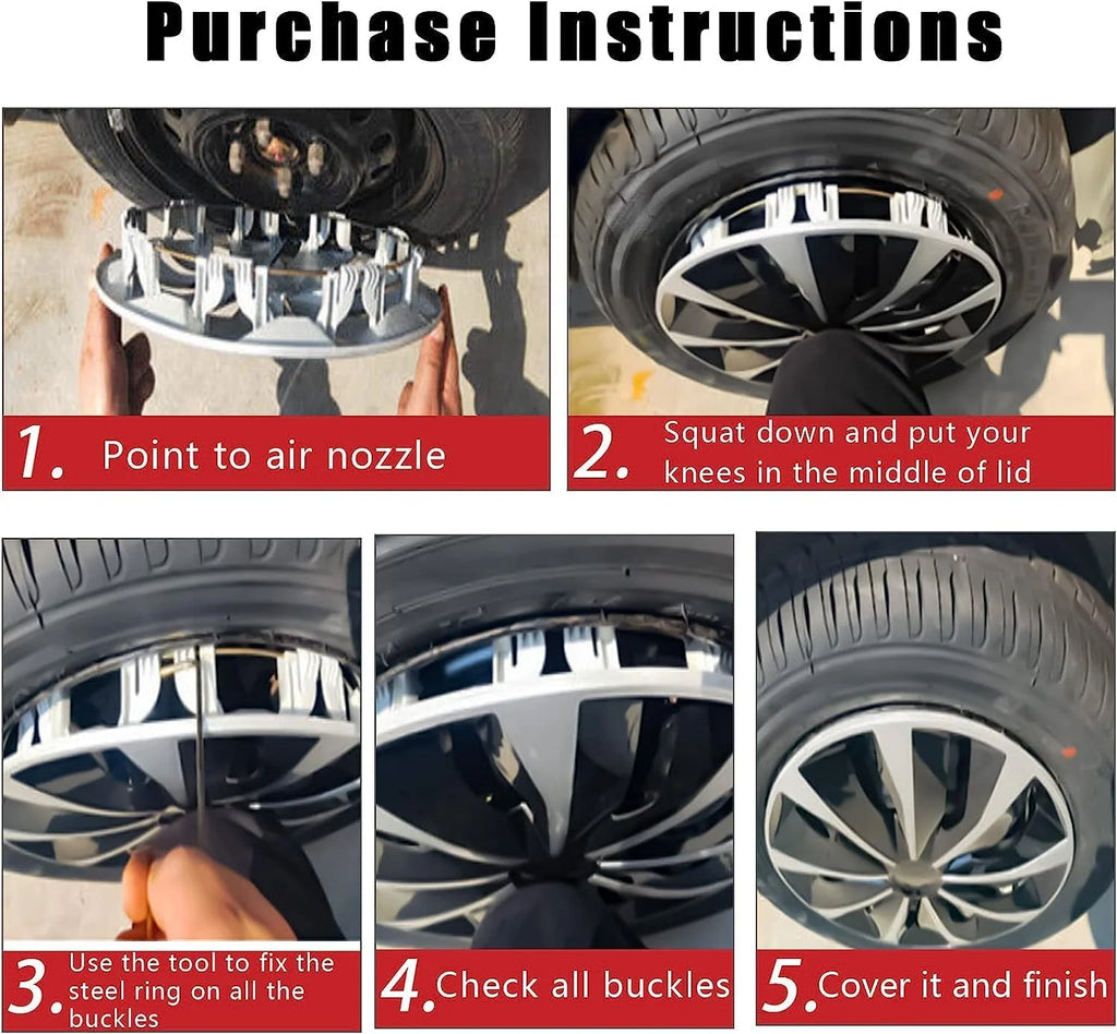 15 inch Set of 4 Black ABS Wheel Rim Covers Z1448